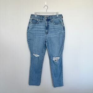 Madewell Womens Curvy Perfect Jeans Size 30 Distressed Medium Wash Stretch Denim